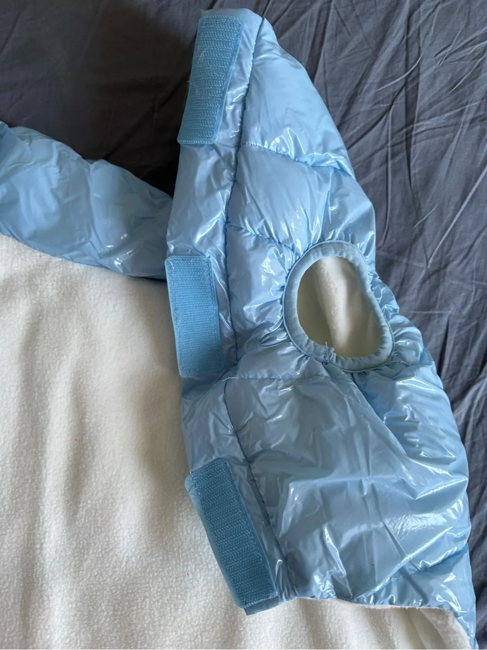 Light Blue dog jacket for winter size medium